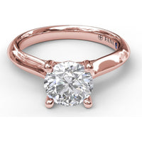 Solitaire Engagement Ring Setting with Four-Prong Head and Diamond Under-Gallery by Fana
