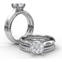 Solitaire Engagement Ring Setting with Four-Prong Head and Diamond Under-Gallery by Fana
