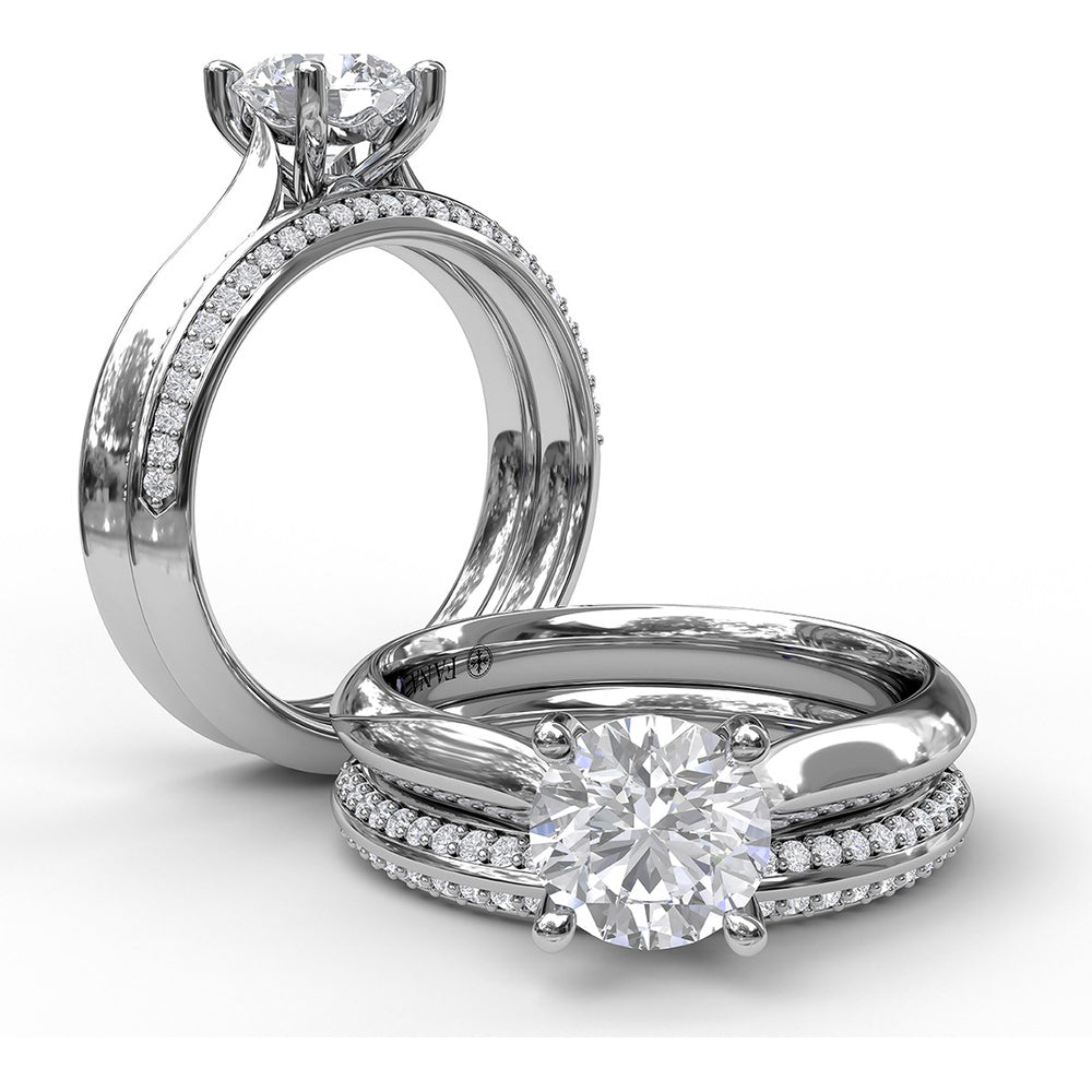 Solitaire Engagement Ring Setting with Four-Prong Head and Diamond Under-Gallery by Fana