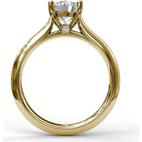 Solitaire Engagement Ring Setting with Four-Prong Head and Diamond Under-Gallery by Fana