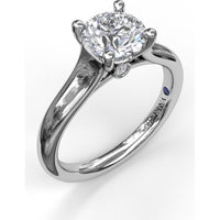 Solitaire Engagement Ring Setting with Four-Prong Set Round Center and Bezel-Set Accent Diamond - 0.04 Carat Total Accent Diamond Weight by Fana