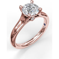 Solitaire Engagement Ring Setting with Four-Prong Set Round Center and Bezel-Set Accent Diamond - 0.04 Carat Total Accent Diamond Weight by Fana