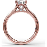 Solitaire Engagement Ring Setting with Four-Prong Set Round Center and Bezel-Set Accent Diamond - 0.04 Carat Total Accent Diamond Weight by Fana