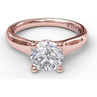 Solitaire Engagement Ring Setting with Four-Prong Set Round Center and Bezel-Set Accent Diamond - 0.04 Carat Total Accent Diamond Weight by Fana