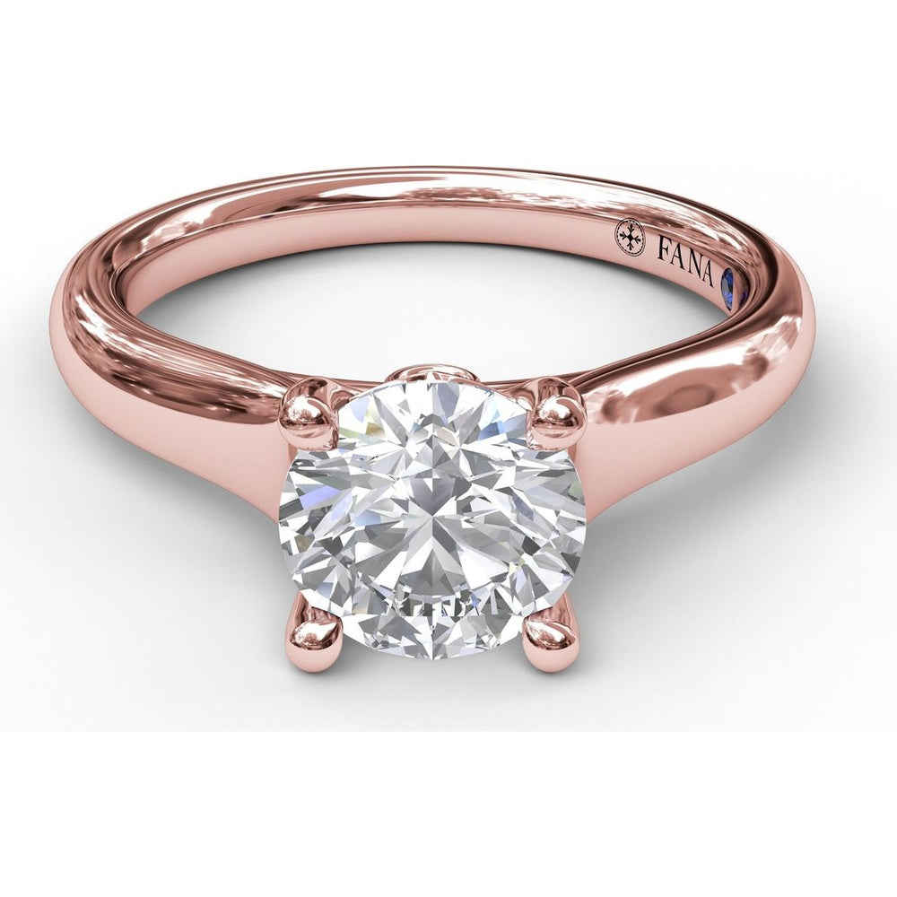 Solitaire Engagement Ring Setting with Four-Prong Set Round Center and Bezel-Set Accent Diamond - 0.04 Carat Total Accent Diamond Weight by Fana