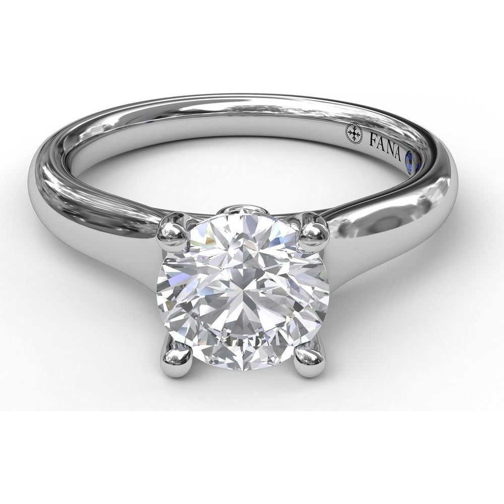 Solitaire Engagement Ring Setting with Four-Prong Set Round Center and Bezel-Set Accent Diamond - 0.04 Carat Total Accent Diamond Weight by Fana