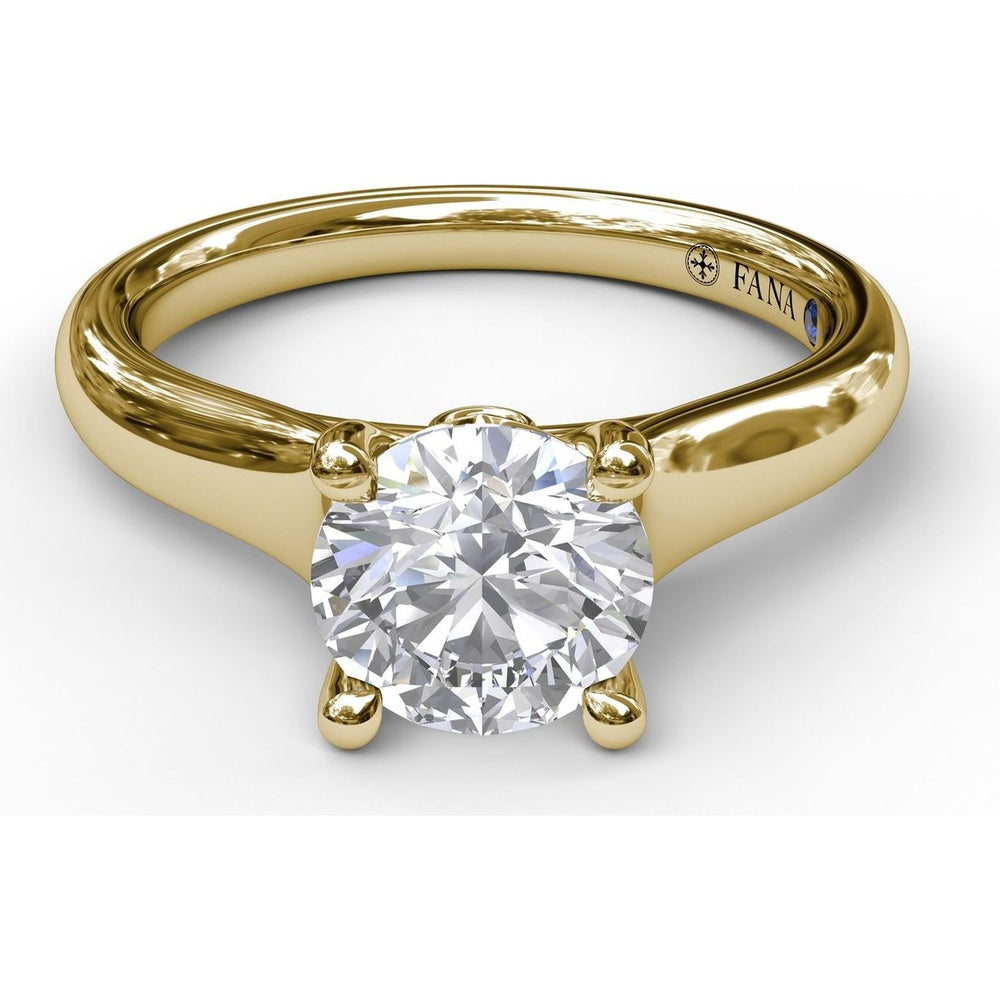 Solitaire Engagement Ring Setting with Four-Prong Set Round Center and Bezel-Set Accent Diamond - 0.04 Carat Total Accent Diamond Weight by Fana