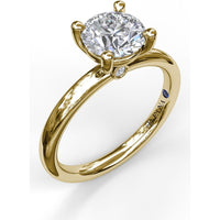 Solitaire Engagement Ring Setting with Four-Prong Set Round Center and Hidden Accent Diamond by Fana - 0.02 Carat Total Diamond Weight