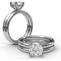 Solitaire Engagement Ring Setting with Four-Prong Set Round Center and Hidden Accent Diamond by Fana - 0.02 Carat Total Diamond Weight