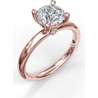 Solitaire Engagement Ring Setting with Four-Prong Set Round Center and Hidden Accent Diamond by Fana - 0.02 Carat Total Diamond Weight