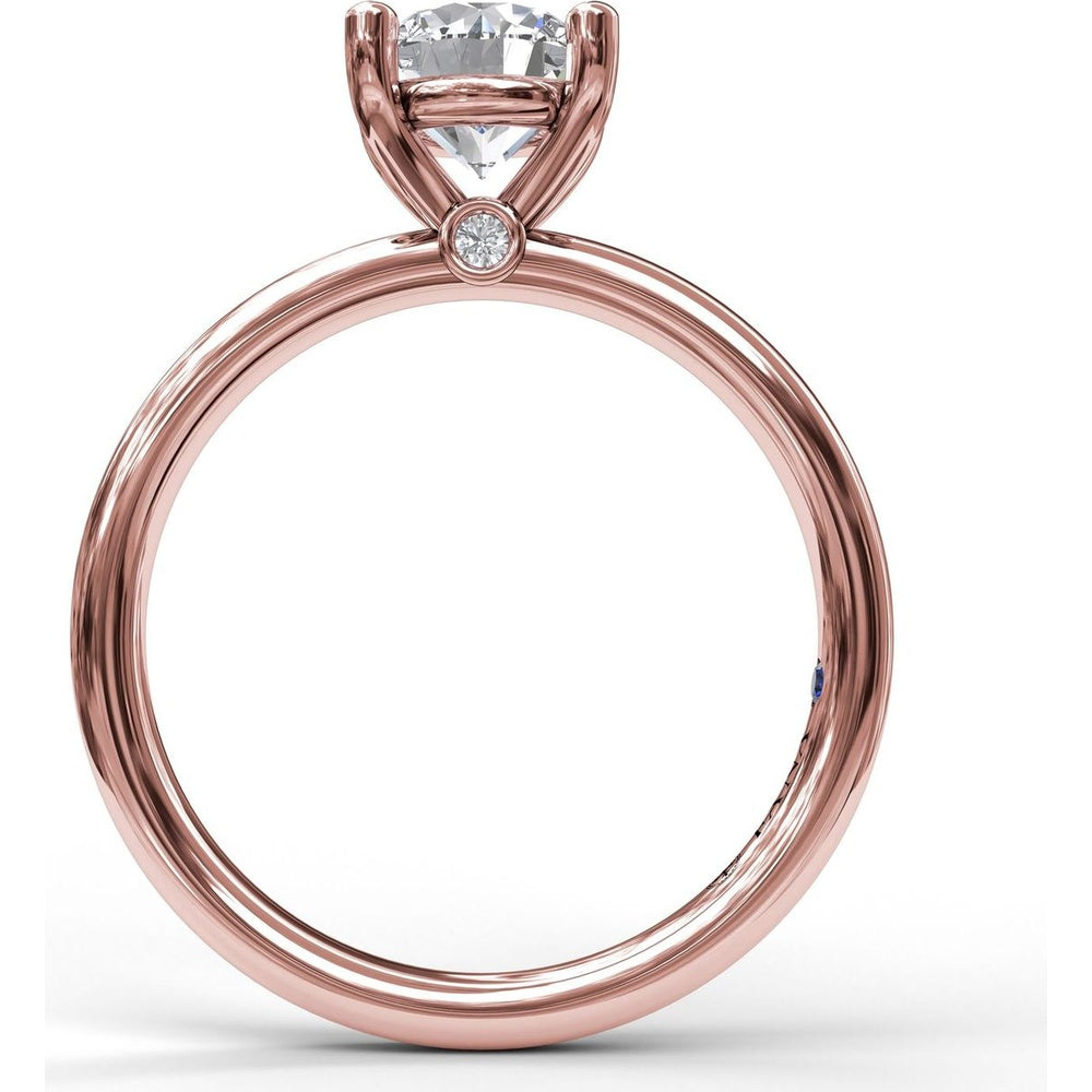 Solitaire Engagement Ring Setting with Four-Prong Set Round Center and Hidden Accent Diamond by Fana - 0.02 Carat Total Diamond Weight