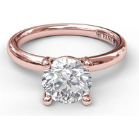 Solitaire Engagement Ring Setting with Four-Prong Set Round Center and Hidden Accent Diamond by Fana - 0.02 Carat Total Diamond Weight