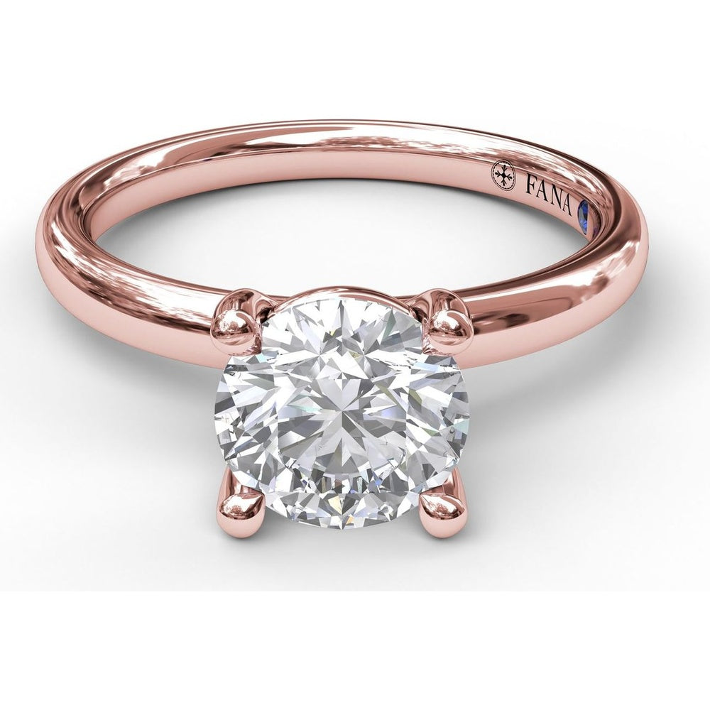 Solitaire Engagement Ring Setting with Four-Prong Set Round Center and Hidden Accent Diamond by Fana - 0.02 Carat Total Diamond Weight