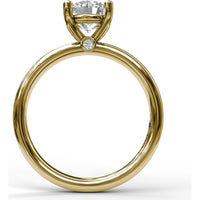 Solitaire Engagement Ring Setting with Four-Prong Set Round Center and Hidden Accent Diamond by Fana - 0.02 Carat Total Diamond Weight
