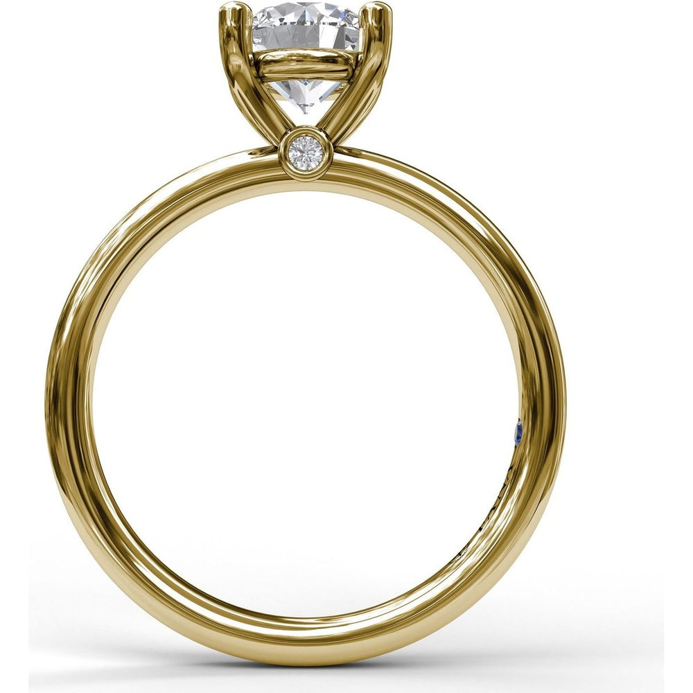 Solitaire Engagement Ring Setting with Four-Prong Set Round Center and Hidden Accent Diamond by Fana - 0.02 Carat Total Diamond Weight