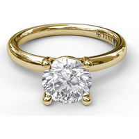 Solitaire Engagement Ring Setting with Four-Prong Set Round Center and Hidden Accent Diamond by Fana - 0.02 Carat Total Diamond Weight