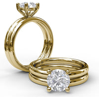 Solitaire Engagement Ring Setting with Four-Prong Set Round Center and Hidden Accent Diamond by Fana - 0.02 Carat Total Diamond Weight