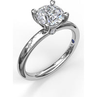 Solitaire Engagement Ring Setting with Four-Prong Set Round Center and Hidden Accent Diamond by Fana - 0.02 Carat Total Diamond Weight