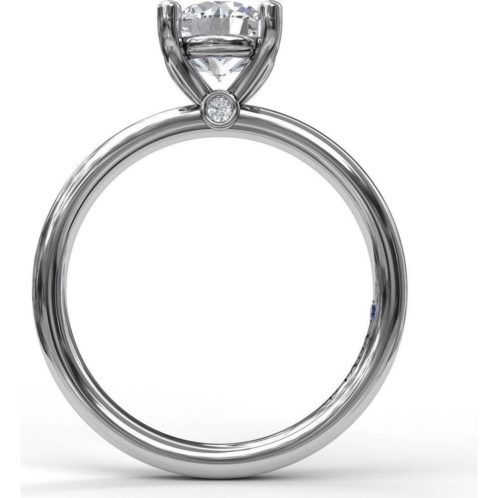 Solitaire Engagement Ring Setting with Four-Prong Set Round Center and Hidden Accent Diamond by Fana - 0.02 Carat Total Diamond Weight