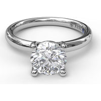 Solitaire Engagement Ring Setting with Four-Prong Set Round Center and Hidden Accent Diamond by Fana - 0.02 Carat Total Diamond Weight