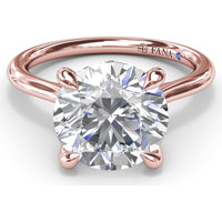 Solitaire Engagement Ring Setting with Hidden Peek-a-Boo Diamond and Four-Prong Round Center Mounting by Fana - 0.02 Carat Total Diamond Weight