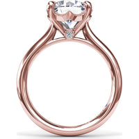 Solitaire Engagement Ring Setting with Hidden Peek-a-Boo Diamond and Four-Prong Round Center Mounting by Fana - 0.02 Carat Total Diamond Weight
