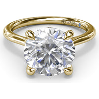 Solitaire Engagement Ring Setting with Hidden Peek-a-Boo Diamond and Four-Prong Round Center Mounting by Fana - 0.02 Carat Total Diamond Weight