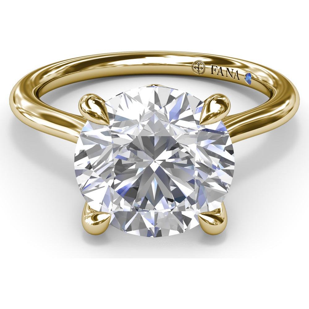 Solitaire Engagement Ring Setting with Hidden Peek-a-Boo Diamond and Four-Prong Round Center Mounting by Fana - 0.02 Carat Total Diamond Weight