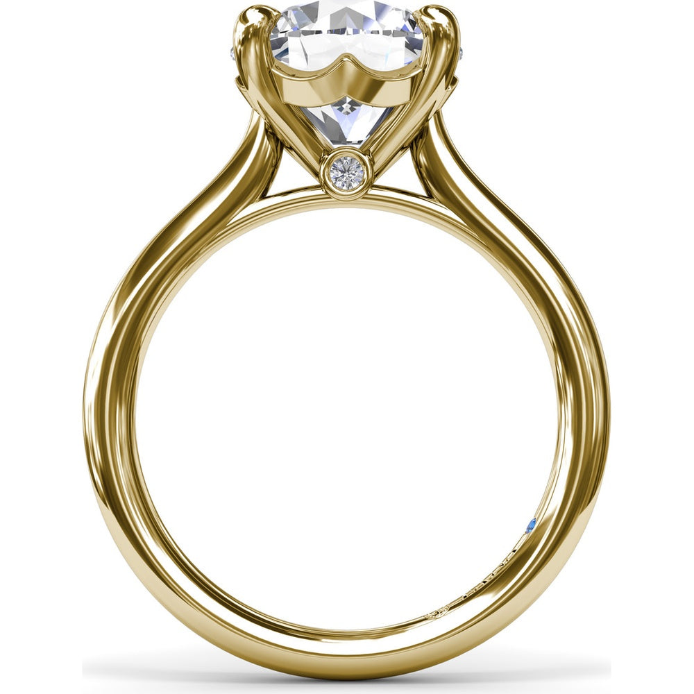 Solitaire Engagement Ring Setting with Hidden Peek-a-Boo Diamond and Four-Prong Round Center Mounting by Fana - 0.02 Carat Total Diamond Weight
