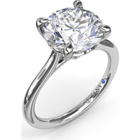 Solitaire Engagement Ring Setting with Hidden Peek-a-Boo Diamond and Four-Prong Round Center Mounting by Fana - 0.02 Carat Total Diamond Weight