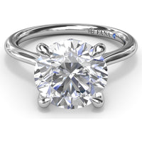 Solitaire Engagement Ring Setting with Hidden Peek-a-Boo Diamond and Four-Prong Round Center Mounting by Fana - 0.02 Carat Total Diamond Weight