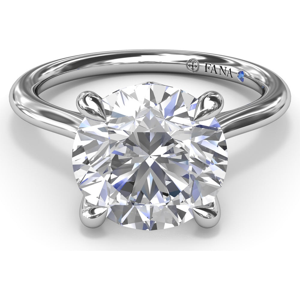 Solitaire Engagement Ring Setting with Hidden Peek-a-Boo Diamond and Four-Prong Round Center Mounting by Fana - 0.02 Carat Total Diamond Weight