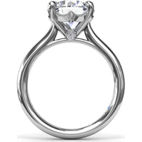 Solitaire Engagement Ring Setting with Hidden Peek-a-Boo Diamond and Four-Prong Round Center Mounting by Fana - 0.02 Carat Total Diamond Weight