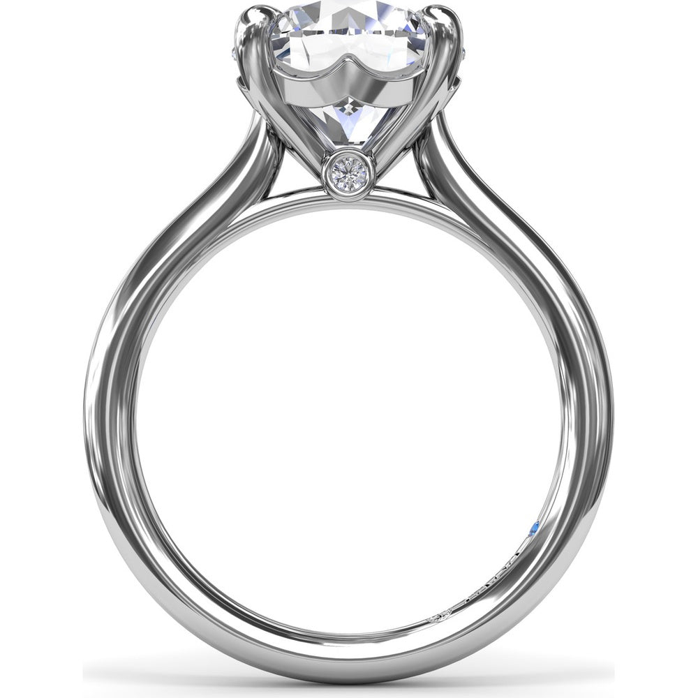 Solitaire Engagement Ring Setting with Hidden Peek-a-Boo Diamond and Four-Prong Round Center Mounting by Fana - 0.02 Carat Total Diamond Weight