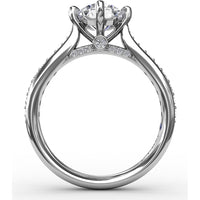 Solitaire Engagement Ring Setting with Split Shank, Pavé Diamond Band and Hidden Halo by Fana - 0.32 Carat Total Diamond Weight