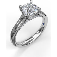 Solitaire Engagement Ring Setting with Surprise Pavé Diamonds by Fana - 0.11 Carat Total Diamond Weight