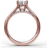 Solitaire Engagement Ring Setting with Surprise Pavé Diamonds by Fana - 0.11 Carat Total Diamond Weight