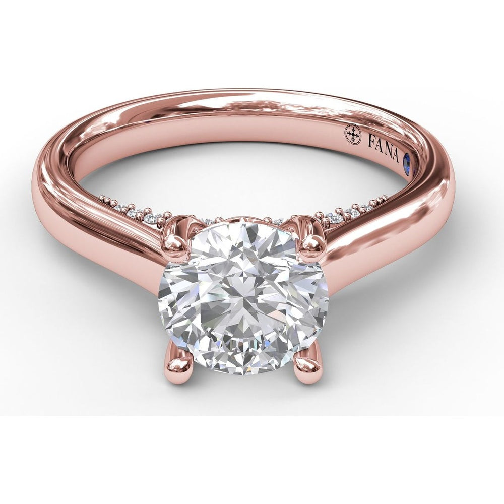 Solitaire Engagement Ring Setting with Surprise Pavé Diamonds by Fana - 0.11 Carat Total Diamond Weight
