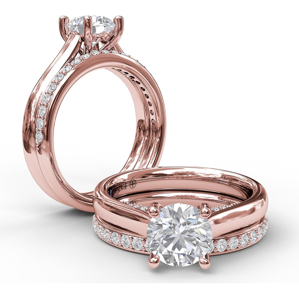 Solitaire Engagement Ring Setting with Surprise Pavé Diamonds by Fana - 0.11 Carat Total Diamond Weight