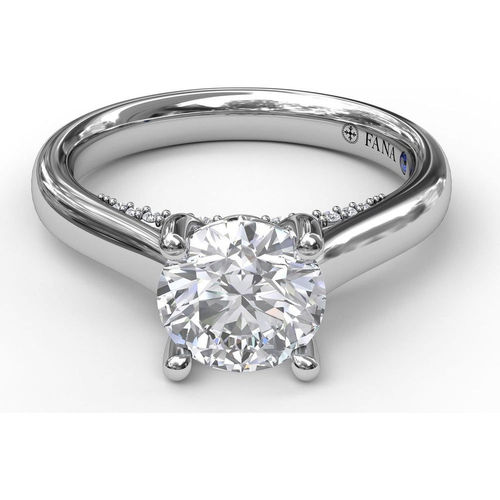 Solitaire Engagement Ring Setting with Surprise Pavé Diamonds by Fana - 0.11 Carat Total Diamond Weight
