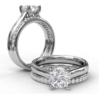 Solitaire Engagement Ring Setting with Surprise Pavé Diamonds by Fana - 0.11 Carat Total Diamond Weight