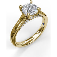 Solitaire Engagement Ring Setting with Surprise Pavé Diamonds by Fana - 0.11 Carat Total Diamond Weight