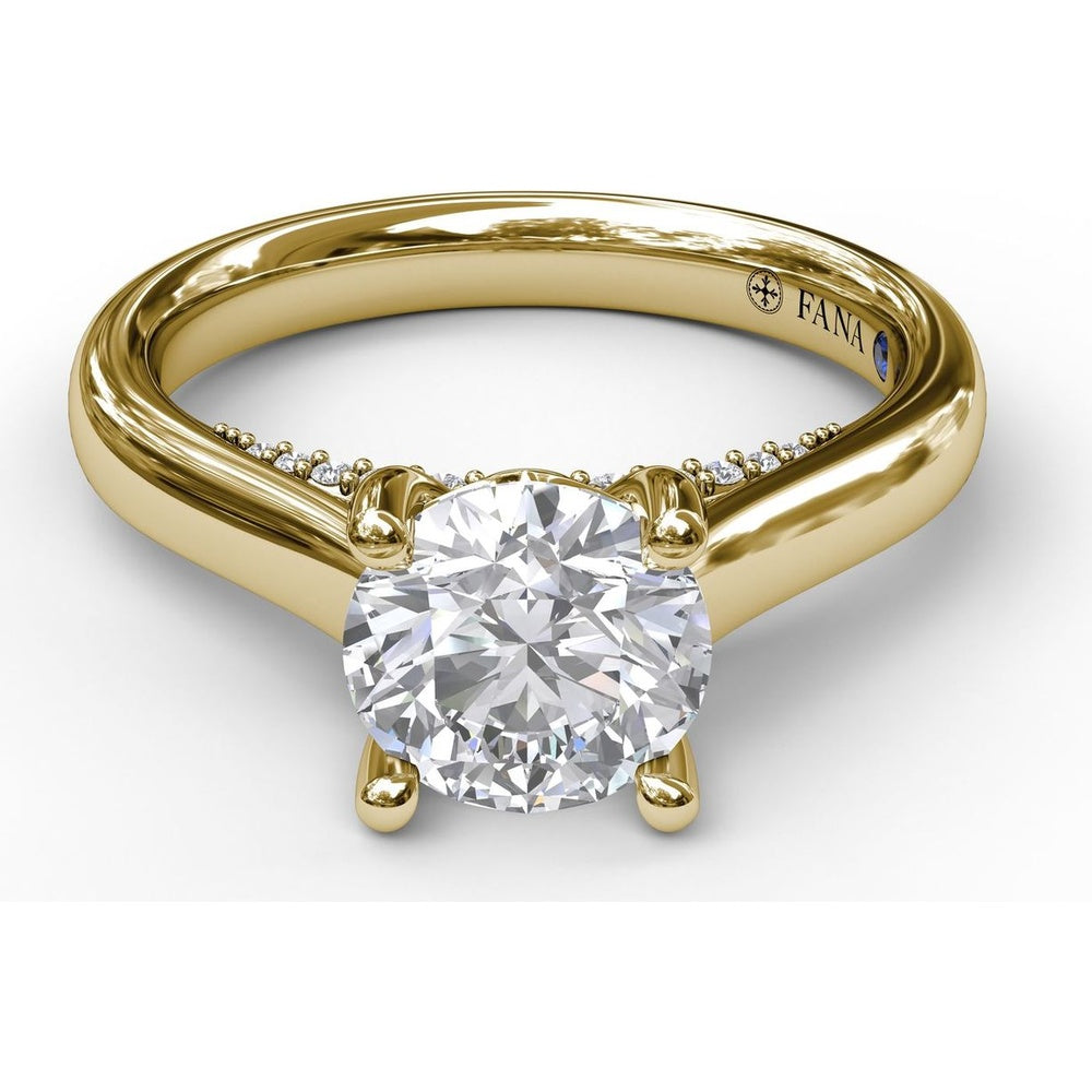 Solitaire Engagement Ring Setting with Surprise Pavé Diamonds by Fana - 0.11 Carat Total Diamond Weight