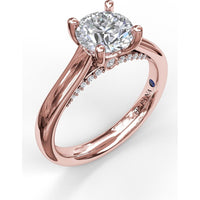 Solitaire Engagement Ring Setting with Surprise Pavé Diamonds by Fana - 0.11 Carat Total Diamond Weight