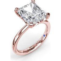 Solitaire Engagement Ring Setting with Tapered Band and Four-Prong Set Radiant Cut Center Stone by Fana