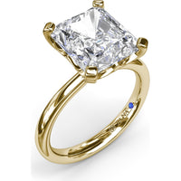 Solitaire Engagement Ring Setting with Tapered Band and Four-Prong Set Radiant Cut Center Stone by Fana