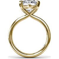 Solitaire Engagement Ring Setting with Tapered Band and Four-Prong Set Radiant Cut Center Stone by Fana