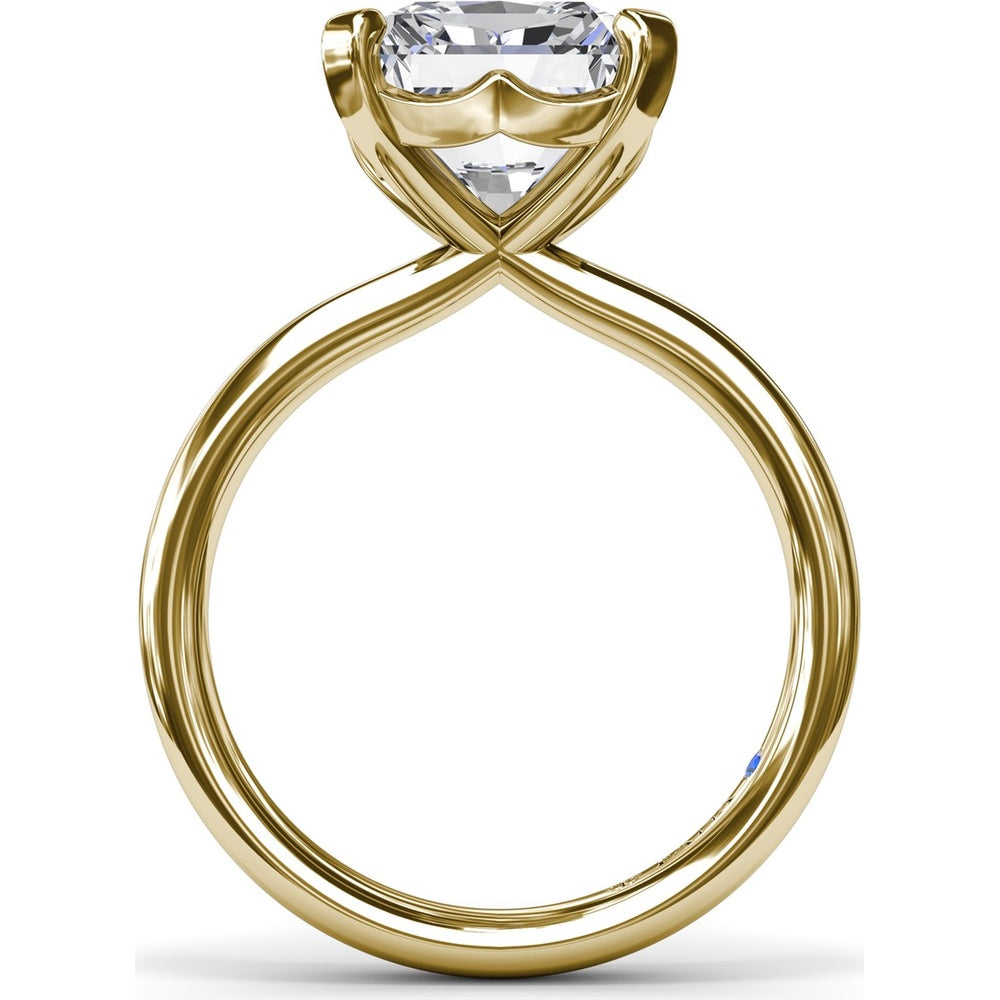 Solitaire Engagement Ring Setting with Tapered Band and Four-Prong Set Radiant Cut Center Stone by Fana