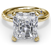 Solitaire Engagement Ring Setting with Tapered Band and Four-Prong Set Radiant Cut Center Stone by Fana