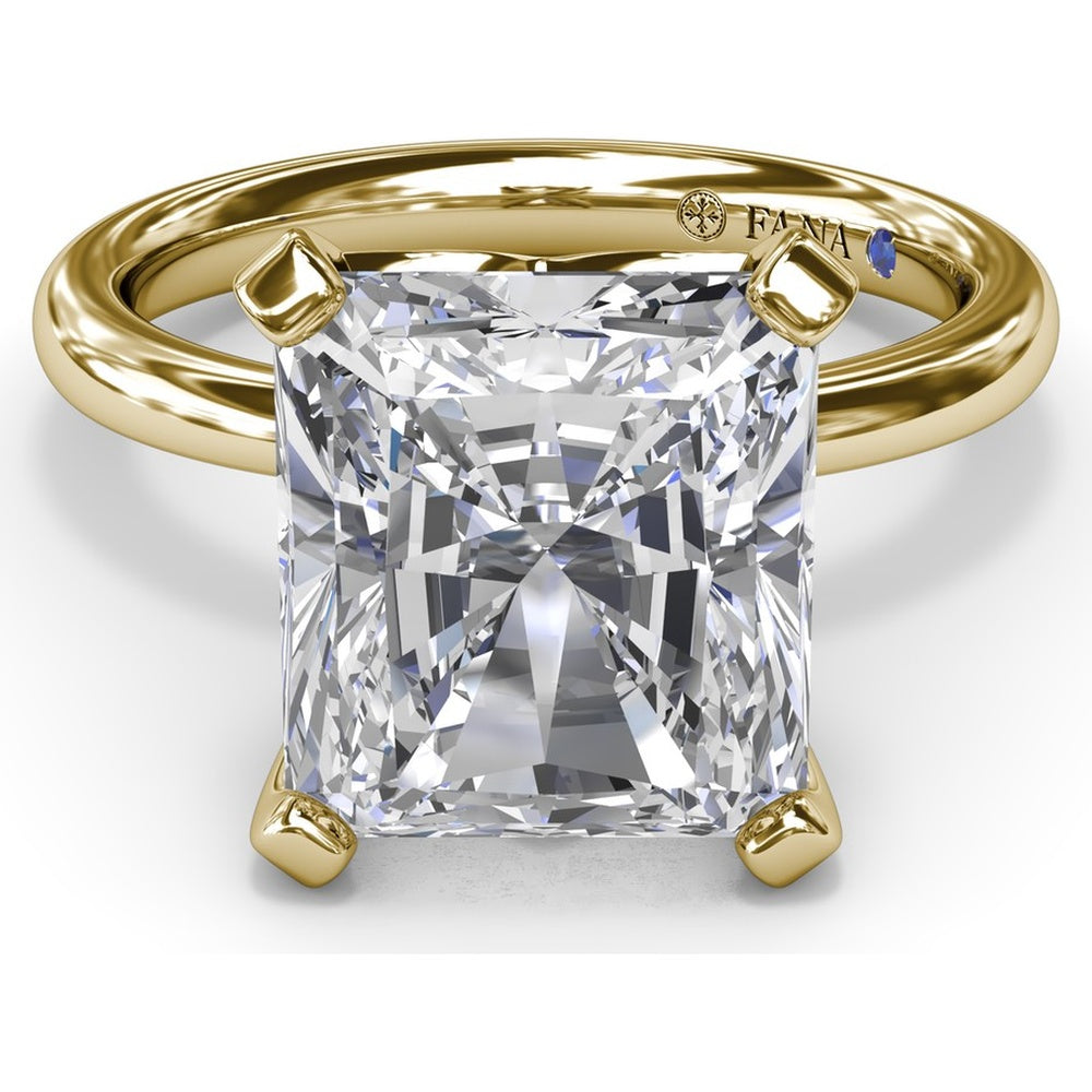 Solitaire Engagement Ring Setting with Tapered Band and Four-Prong Set Radiant Cut Center Stone by Fana